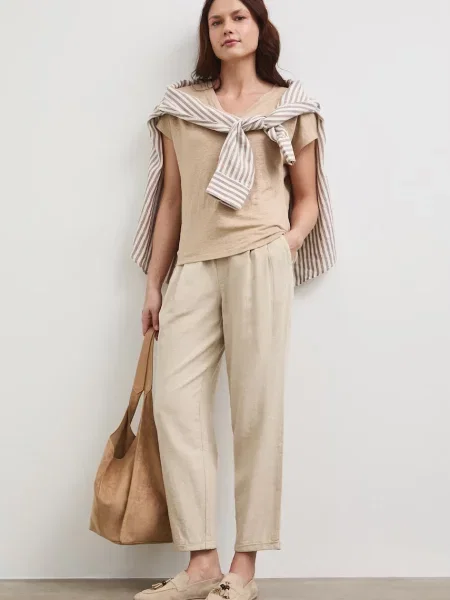 Medicine t-shirt lniany beżowa