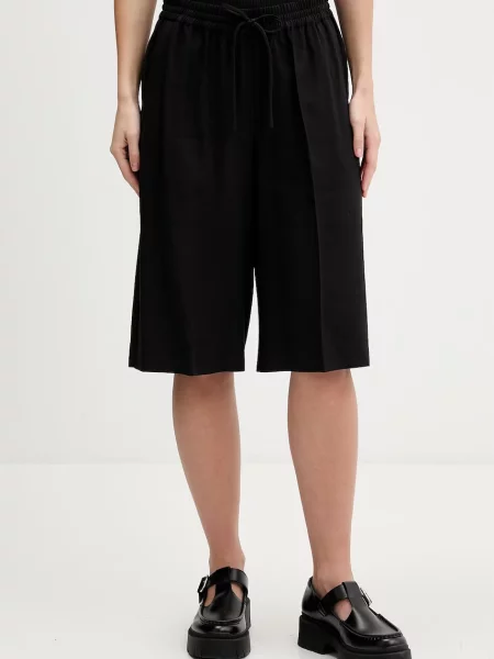 Karl Lagerfeld Jeans pantaloni scurți din amestec de in negru