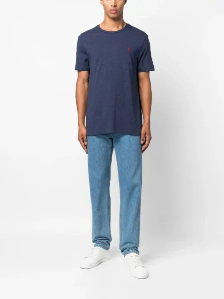 Haftowane dzianinowe sneakersy Polo Ralph Lauren niebieskie