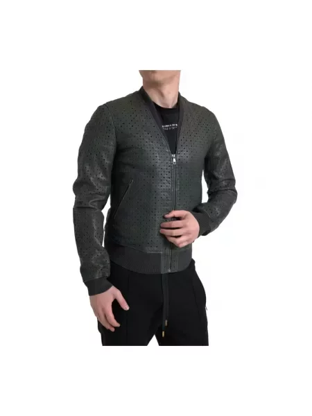 Lniany kurtka bomber Dolce And Gabbana zielony