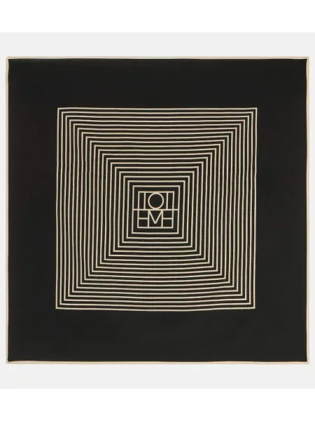 Fular Toteme de mătase cu imagine negru