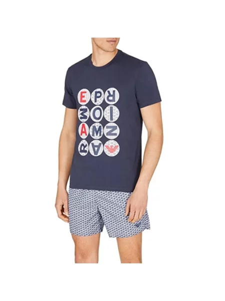 Koszulka Emporio Armani z okrągłym dekoltem niebieska