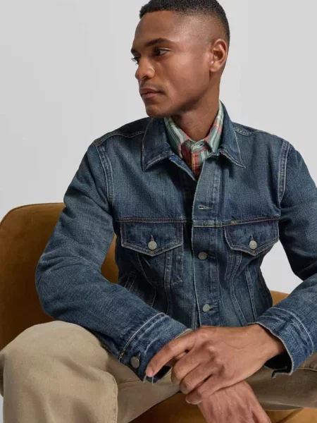Kurtka jeansowa o fasonie shaped fit z czystej Polo Ralph Lauren niebieska