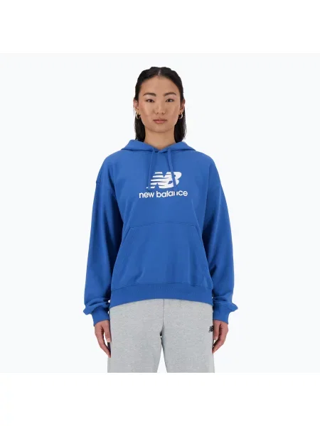 Mikina New Balance French Terry Stacked Logo Hoodie blueagat modrá
