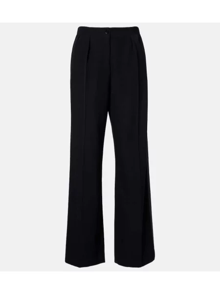 Pantaloni The Row de lână negru