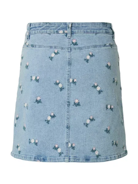 PIECES Sukňa PCFlora denim / petrolejová / rosé / šedobiela modrá