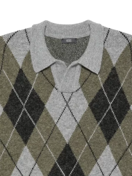 Pulover Hosio cu model argyle gri