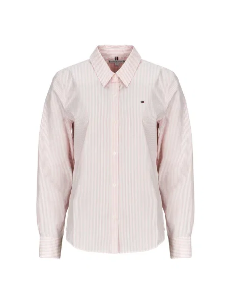 Cămașă Tommy Hilfiger din poplin roz