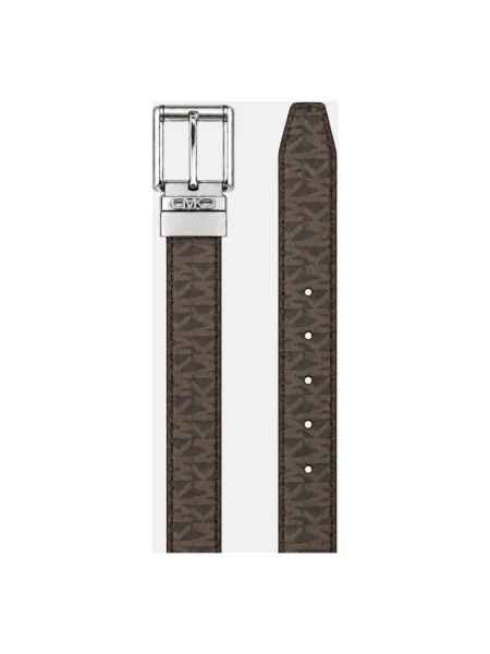 Pasek Michael Kors skórzany z logo dwustronny brązowy
