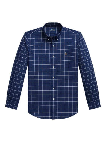 Dlouhá pruhovaná s límcem kšiltovka Polo Ralph Lauren modrá