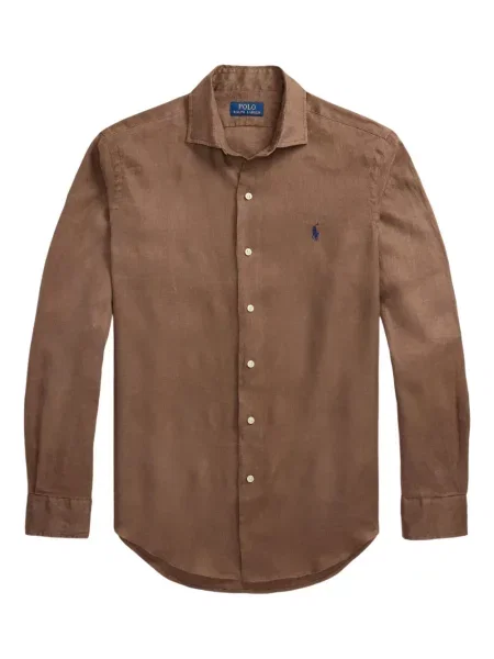 Ленена риза Polo Ralph Lauren на райета синьо