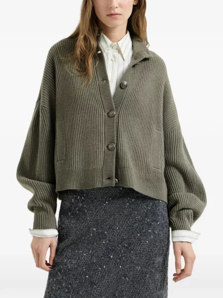 Cardigan Brunello Cucinelli din cașmir verde
