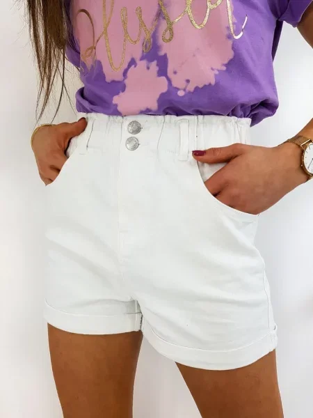 Pantaloni scurți din denim Dstreet alb