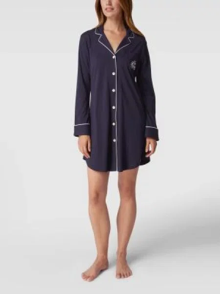 Koszula nocna z paskami w kontrastowym kolorze Lauren Ralph Lauren różowa