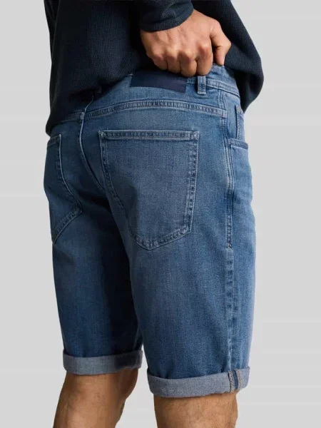 Bermudy jeansy krój regular fit z mieszanka bawełny Tom Tailor niebieskie