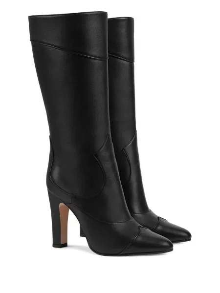Botine Gucci cu vârf ascuţit cu toc bloc negru