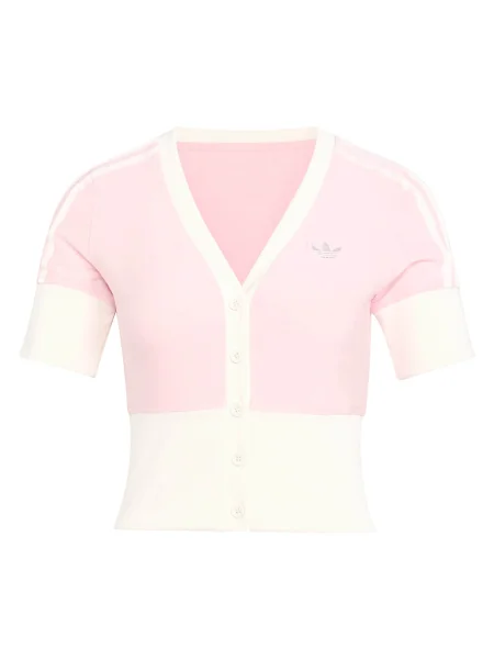 Cămașă Adidas Originals cu decolteu în V alb