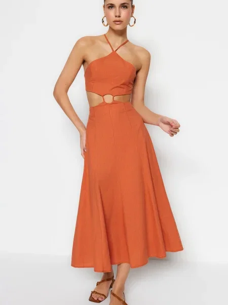 Midi obleka Trendyol rdeča