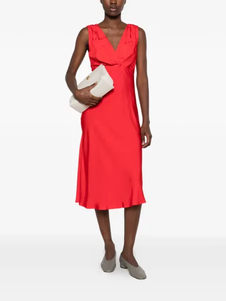 Rochie midi Calvin Klein fără mâneci cu decolteu în V roșu