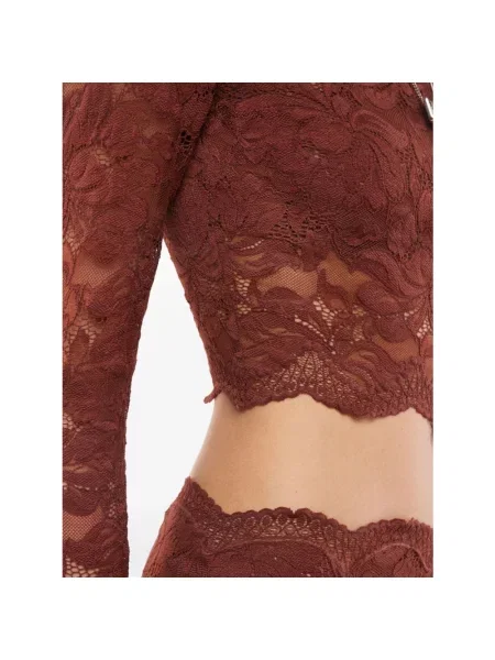 Bluzka Rabanne koronkowa brązowa