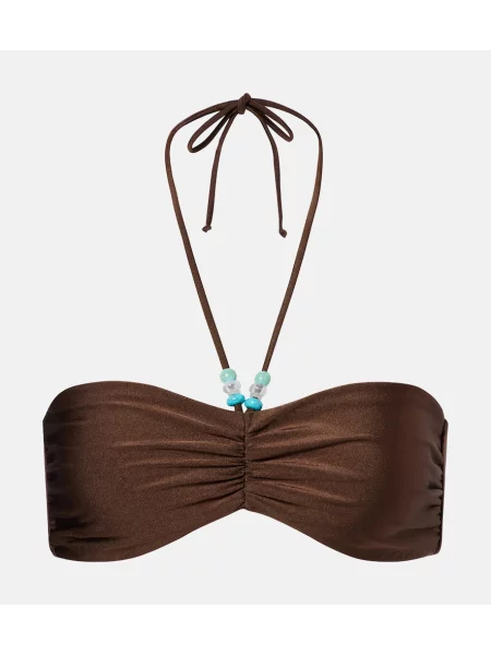 Top Jade Swim cu volane maro
