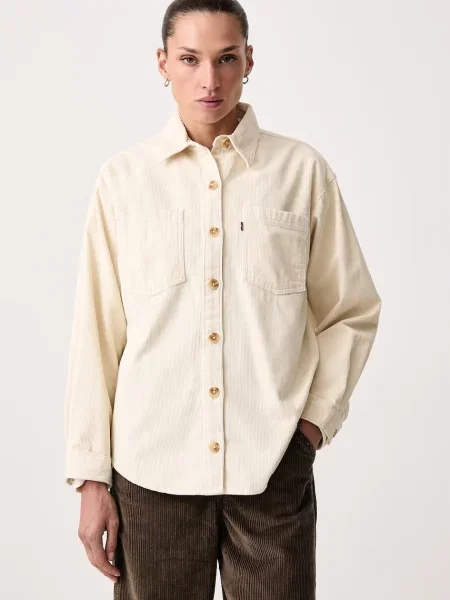 Levi's cămașă pentru femei din catifea reiată IRIS OVERSHIRT bej