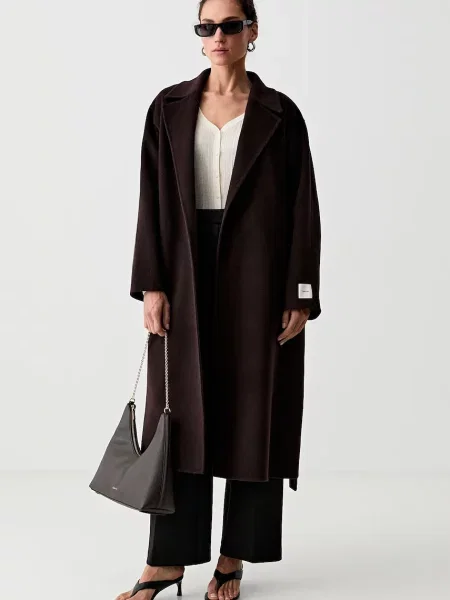 Calvin Klein palton pentru femei cu lână maro