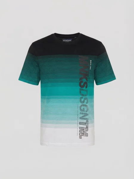 KOROSHI Majica petrol / meta / črna bela