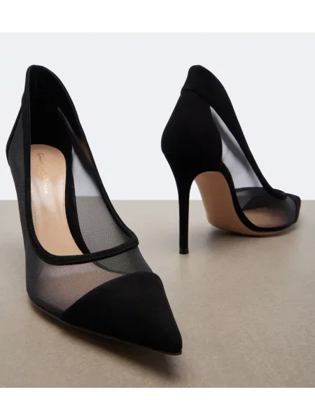 Pantofi cu toc Gianvito Rossi din piele de căprioară negru