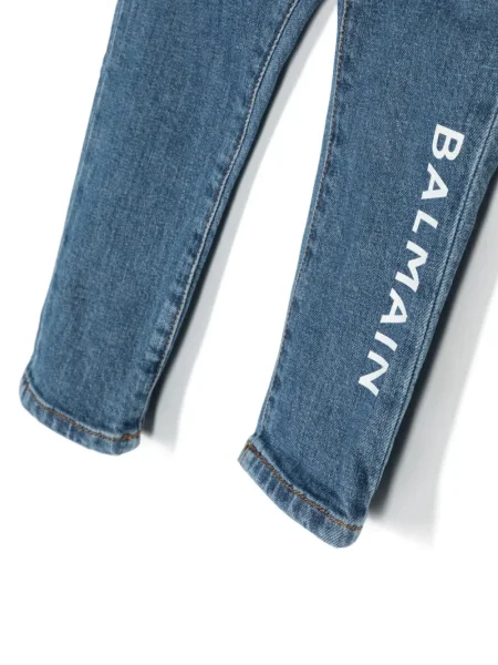 Jeansy straight leg dziecięce Balmain niebieskie
