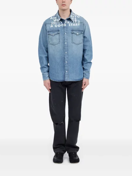 Raštuota marškiniai Mm6 Maison Margiela mėlyna