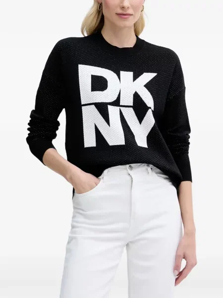 Hanorac crewneck Dkny cu autograf negru