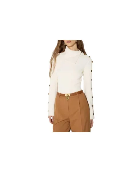 Sweter z golfem Elisabetta Franchi biały