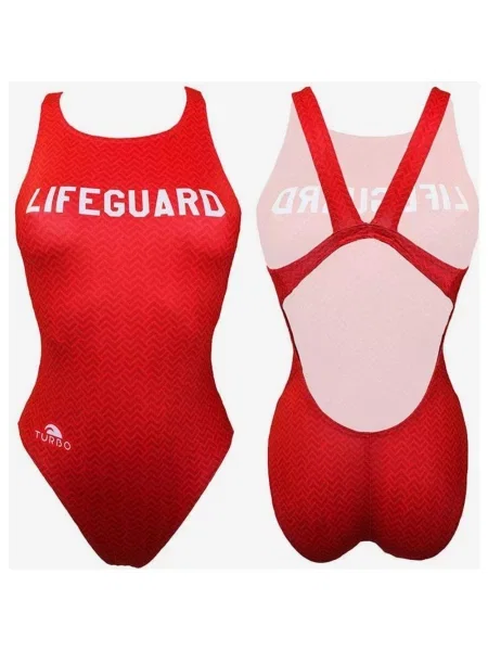 Kostium kąpielowy Turbo New Lifeguard z szerokimi ramiączkami w kolorze czerwono-białym dla kobiet S czerwony