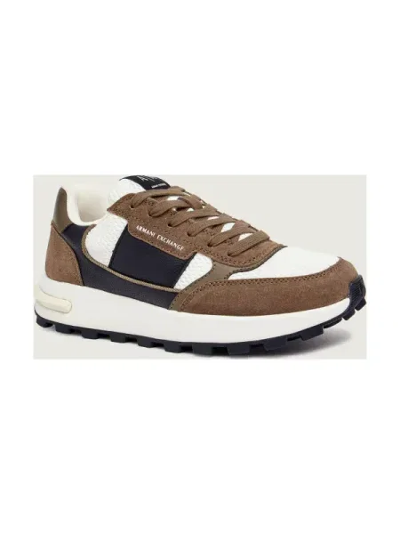 Armani Exchange Sneakers cu adaos de piele kaki