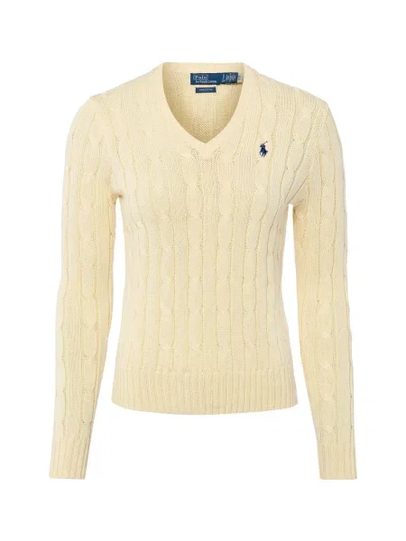 Polo Ralph Lauren Sweter z dzianiny Kobiety żółty jednolity S biały
