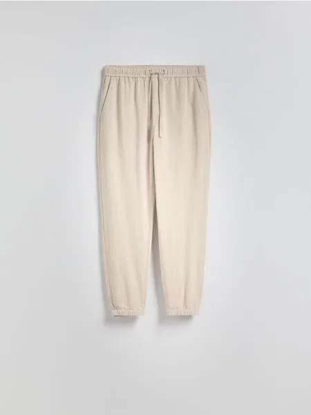 Reserved Spodnie jogger z lnem beżowy