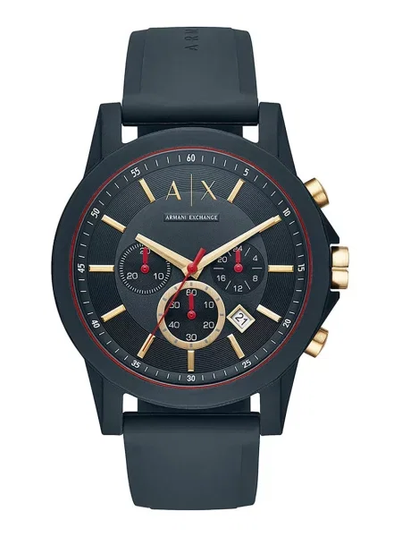 ARMANI EXCHANGE Analógové hodinky tmavomodrá / zlatá žltá / ohnivo červená / biela čierna