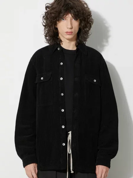 Jakna od samta Rick Owens za prijelazno razdoblje crna