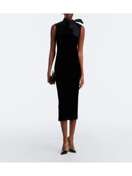 Zamatové koktejlkové šaty Roland Mouret väzby čierna