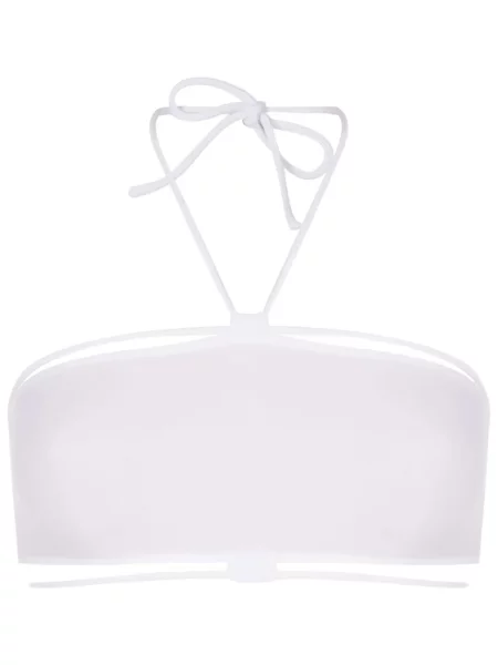 Bikini Gloria Coelho z wysoką talią z dekoltem halter biały