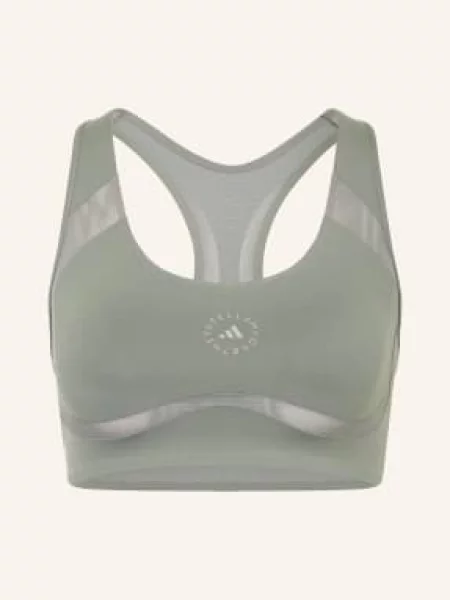 Adidas By Stella Mccartney Biustonosz Sportowy Adidas By Stella Mccartney Power Impact Z Siateczką gruen khaki
