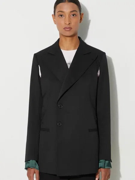 Maison Margiela sacou din lana cu doua randuri de neted negru