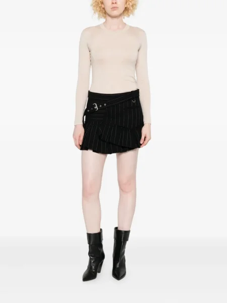 Fustă Isabel Marant cu dungi cu volane negru