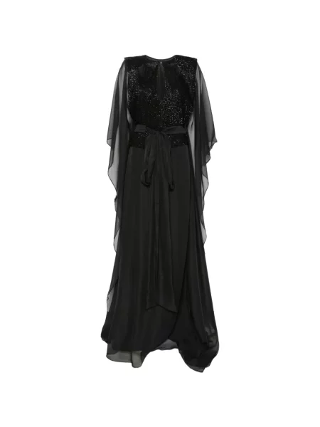 Rochie maxi Silk Love & Lace cu paiete de mătase negru
