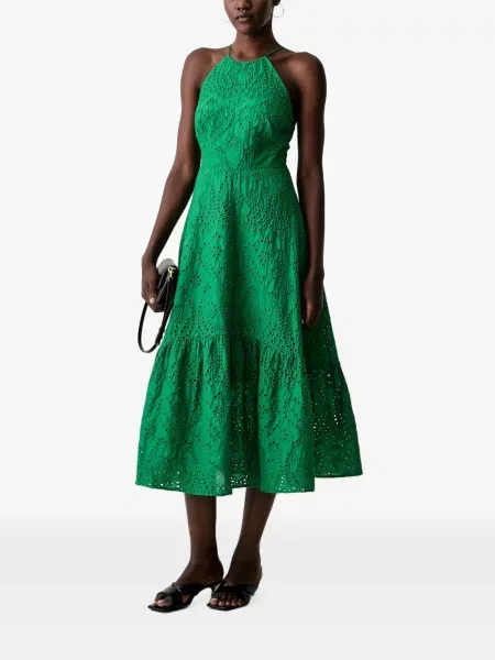 Rochie midi Morgan cu broderie verde