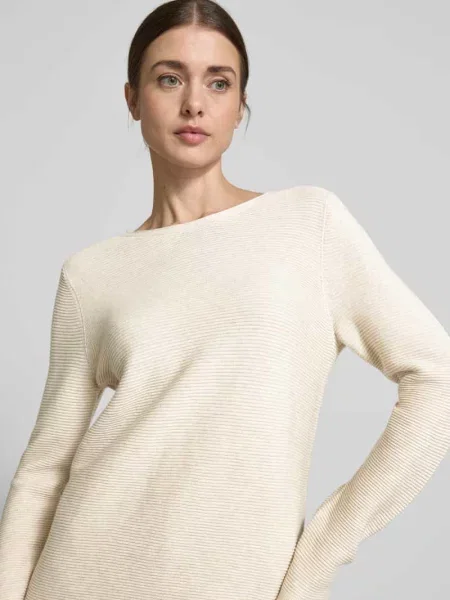 Sweter z dzianiny o kroju regular fit z czystej bawełny Tom Tailor beżowy