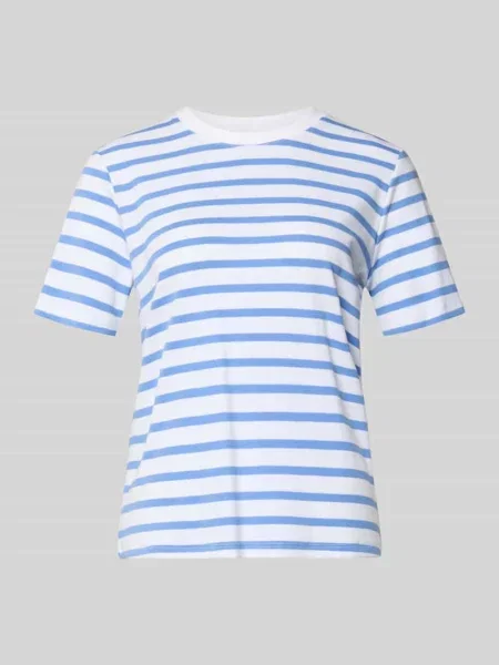 T-shirt we wzór na całej powierzchni z okrągłym dekoltem Comma niebieska