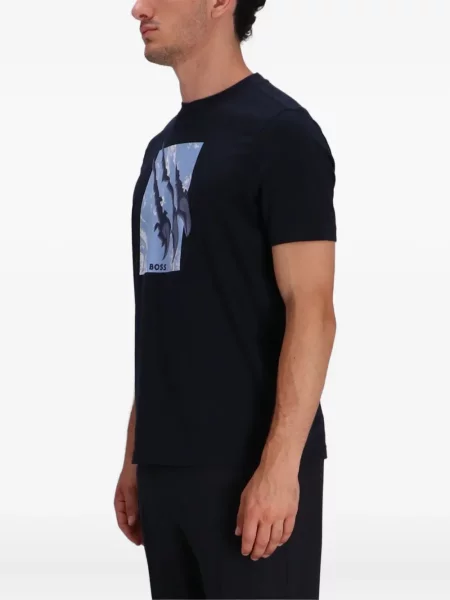 Tricou Boss cu imagine cu decolteu rotund negru