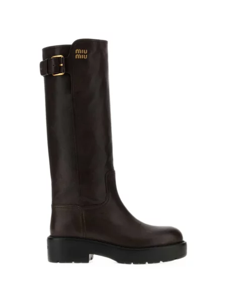 Botine Miu Miu din piele maro